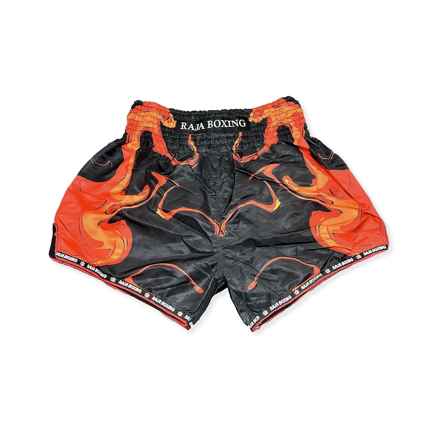 RAJA MUAY THAI SHORTS RK-5 – RED FLAME BLACK EDITION