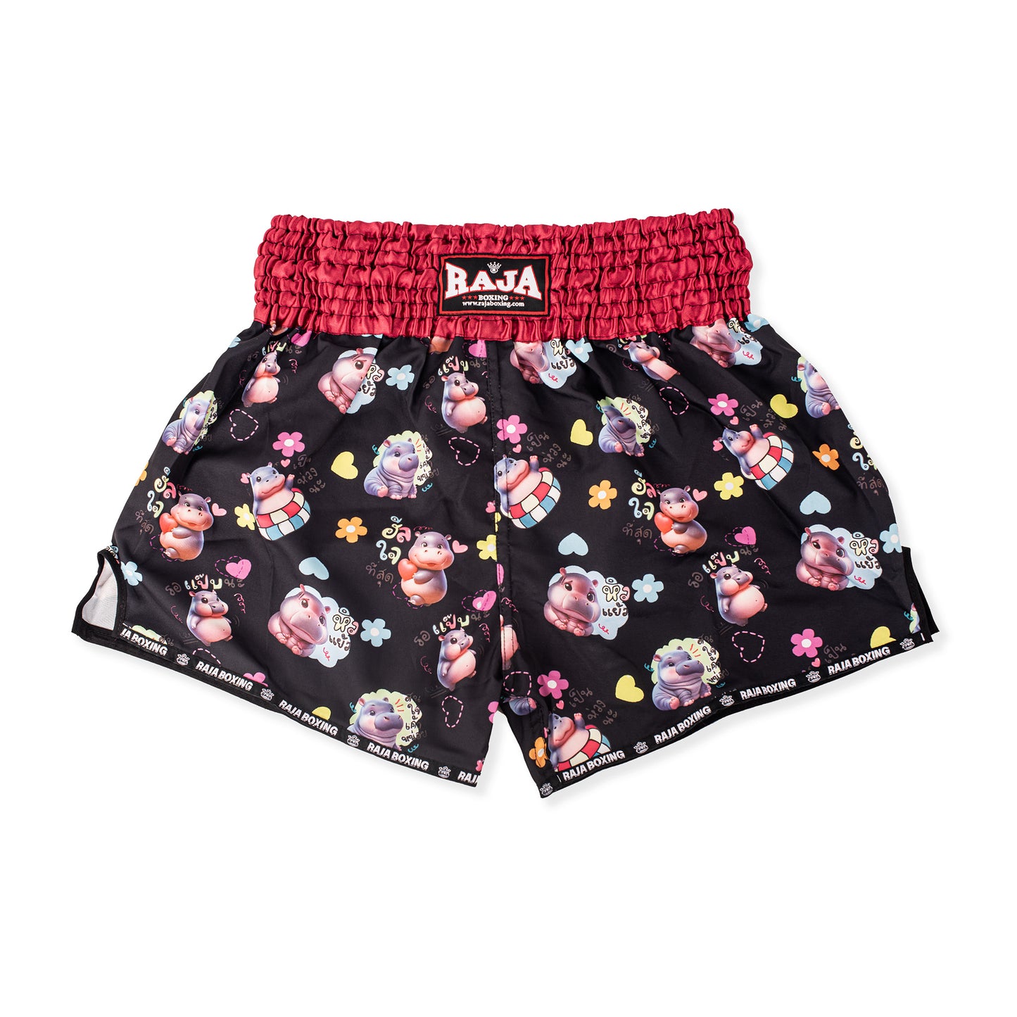 RAJA MUAY THAI SHORTS MOO DENG 2 – BLACK & RED RTB-MO2-RED