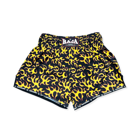 RAJA MUAY THAI SHORTS FIRE FLAME BLACK RTB-FIR