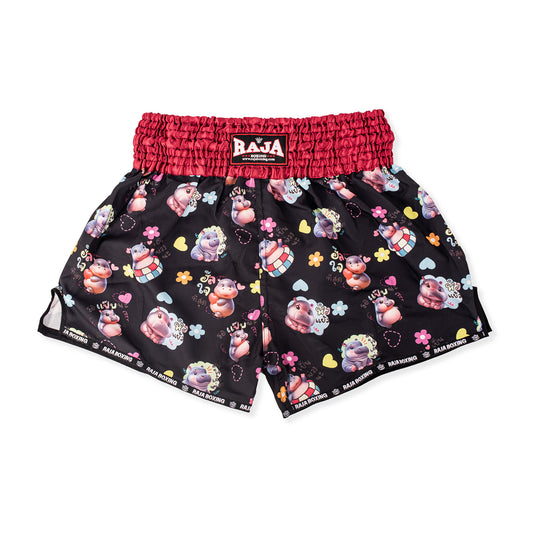 RAJA MUAY THAI SHORTS MOO DENG 2 – BLACK & RED RTB-MO2-RED